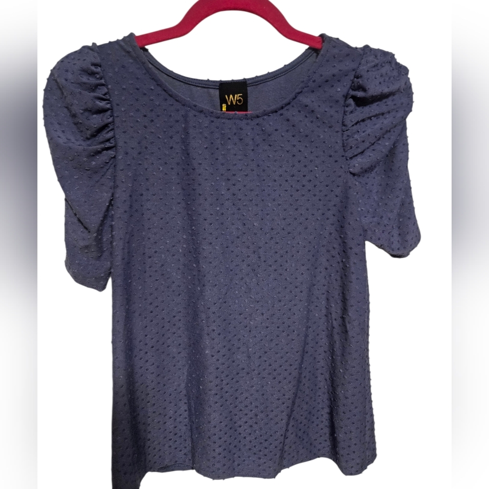 W5 Women's Navy Puff Sleeve Blouse NWT